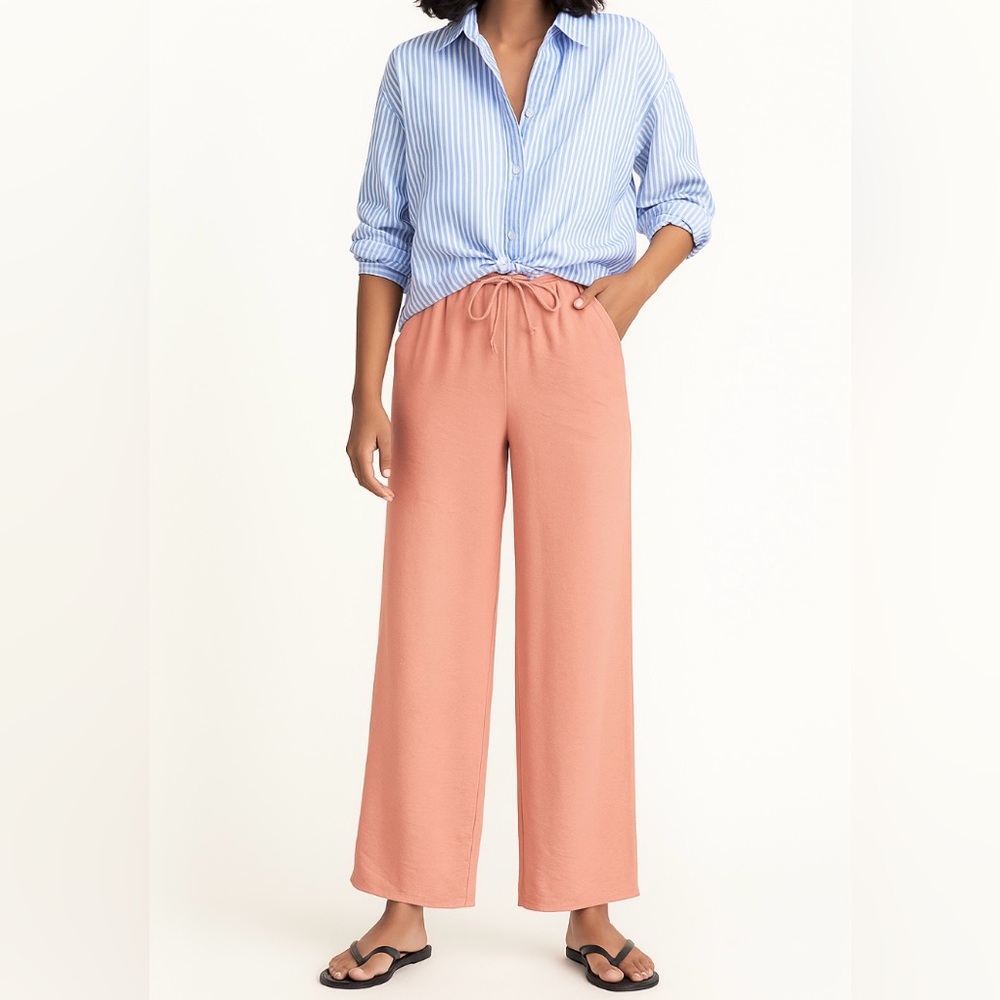 Express Satin High Waisted Drawstring Wide Leg Pants Dusty Rose Pink Size M NWT